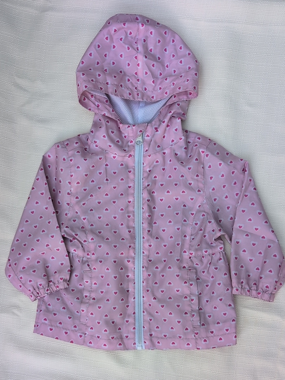Kids Pink Heart Hooded Rain Jacket 18 Months